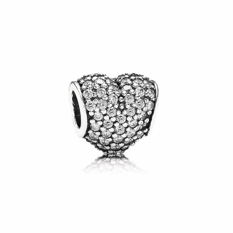 Pandora Pavé Heart Charm - Sterling Silver/Cubic Zirconia - Canada | MT6534EW